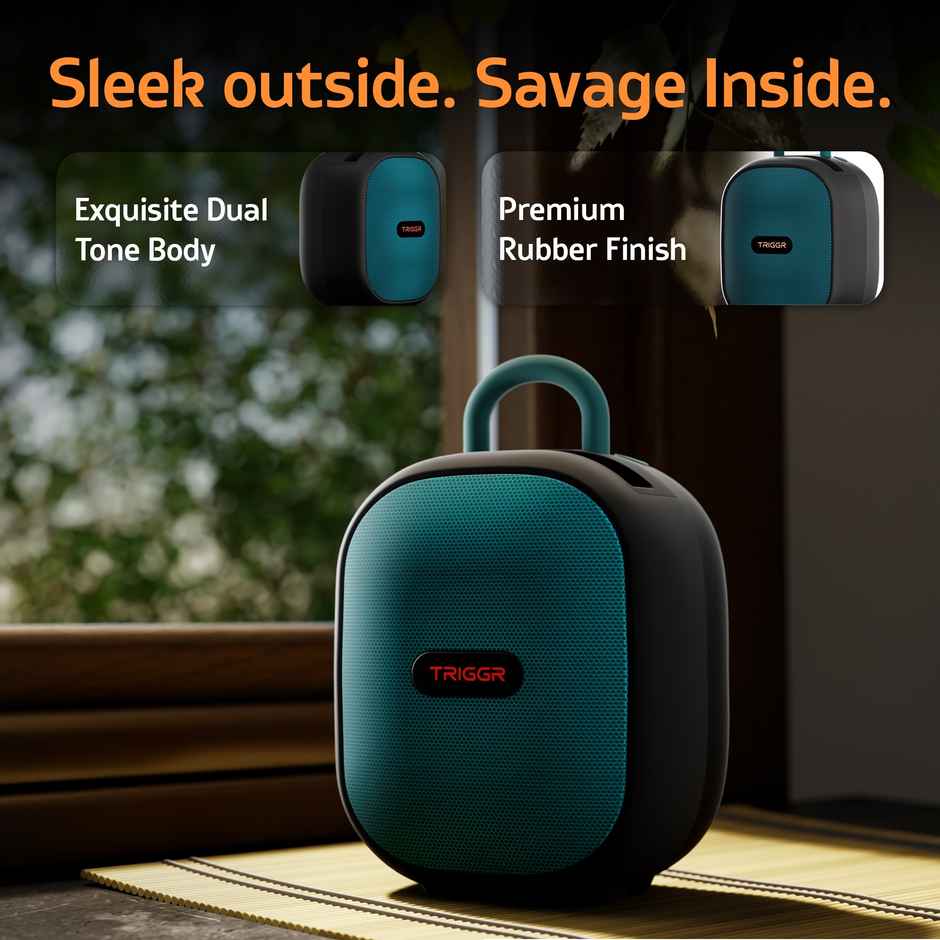 TRIGGR Puls8 Portable 10W Speaker | BT V5.3 | FM Mode | Rubber Finish | 8Hr | Mariner Black