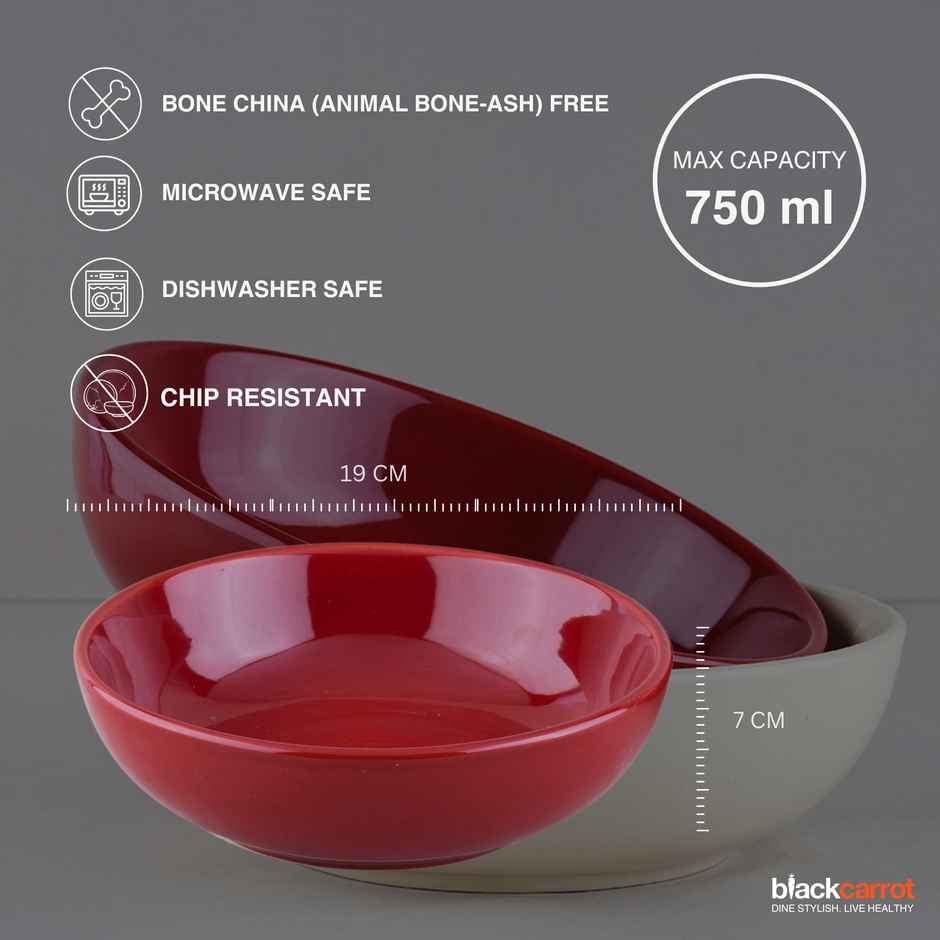BlackCarrot Red & White Snack Bowl Set | Animal Bone Ash Free Stoneware