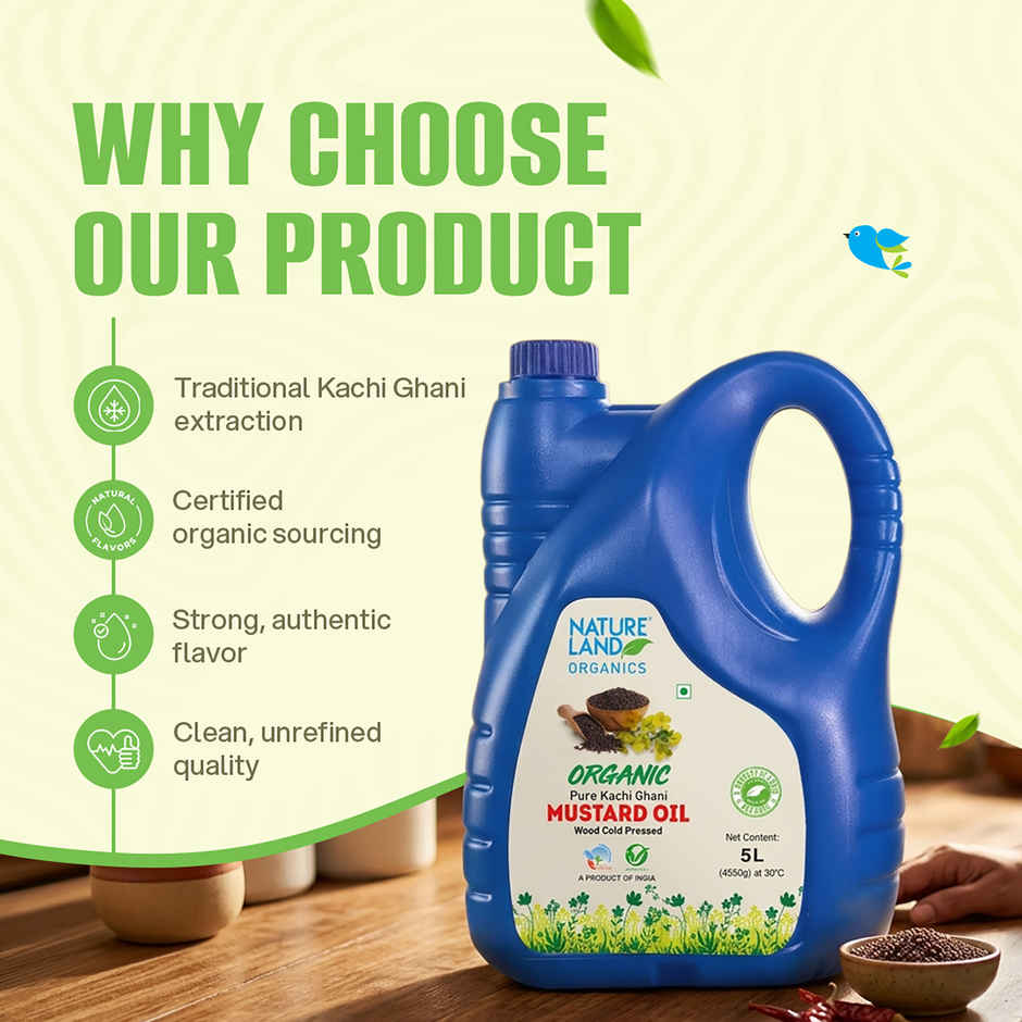 Natureland Organics Mustard (Sarson) Cold Pressed Oil | Kacchi Ghani