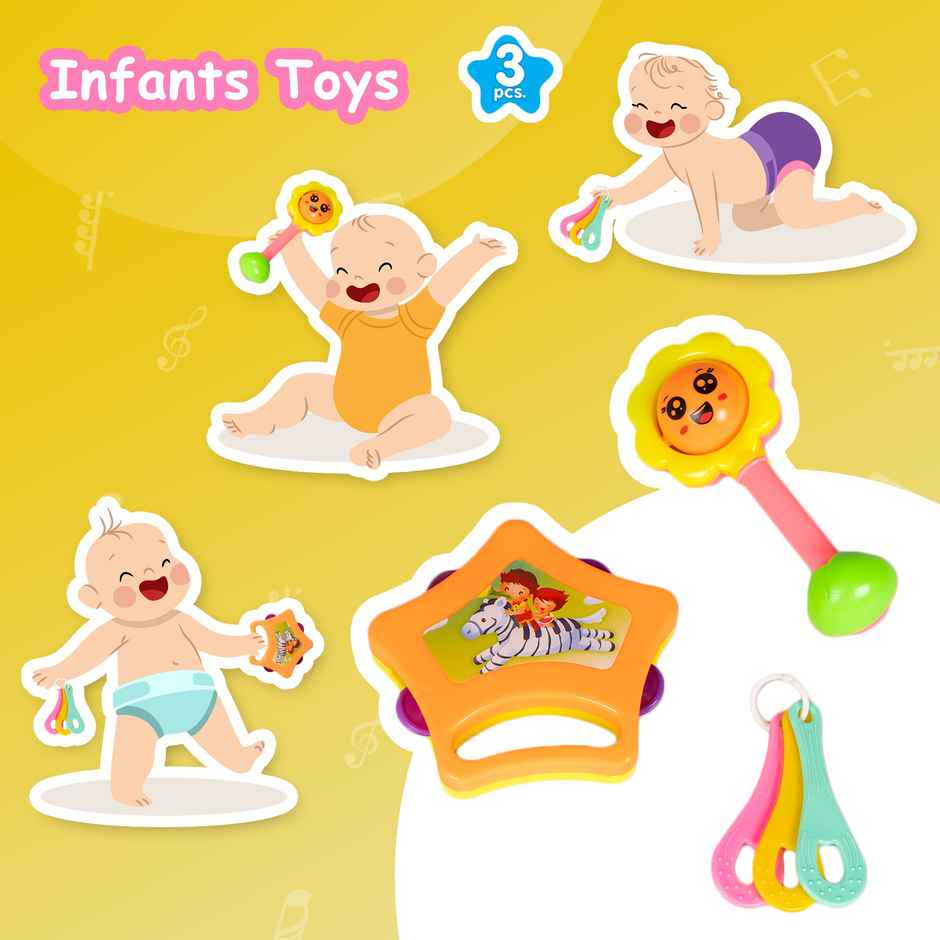 Ratna's Infants Rattle Set | 3 Pcs | Assorted Designs