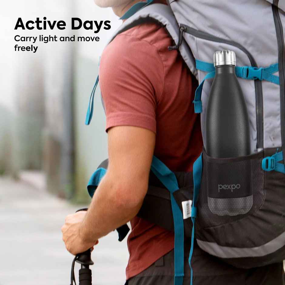 Go24 Electro Stainless Steel Thermos Bottle | Black Knight | Leakproof | 3-Layer Insulation
