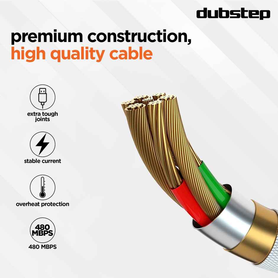Dubstep Sprint 12W Charger ( Adapter with Cable USB-A To Micro USB, White)