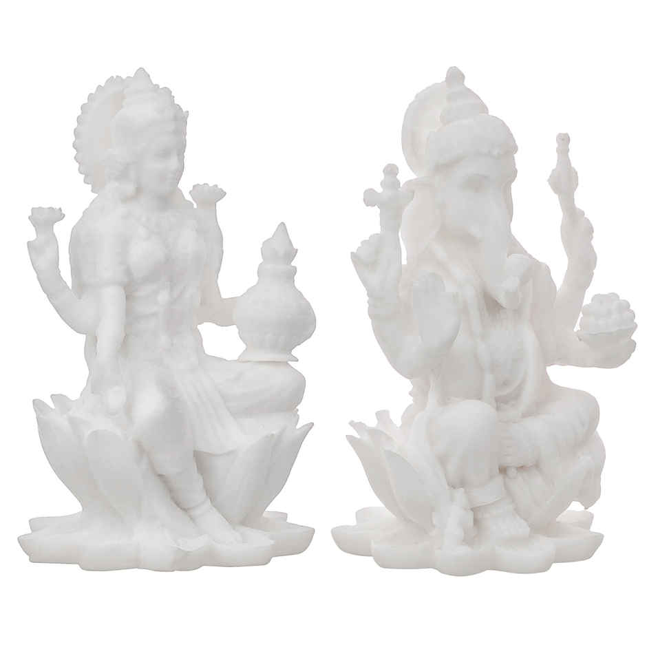 Resin Lakshmi Ganesh Murti for Pooja- Goddess Lakshmi & Lord Ganesha Idol | eCraftIndia
