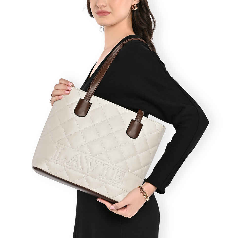 Lavie Womens Quilt Jossie Tote Handbag | Off White