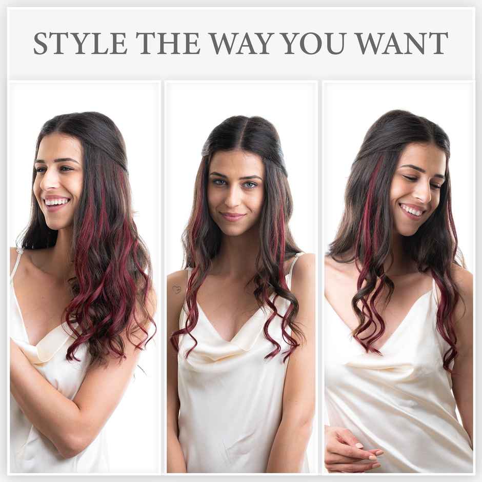 Hair Originals One Clip Extension Hair Streaks Punchy Plum 16 Inches