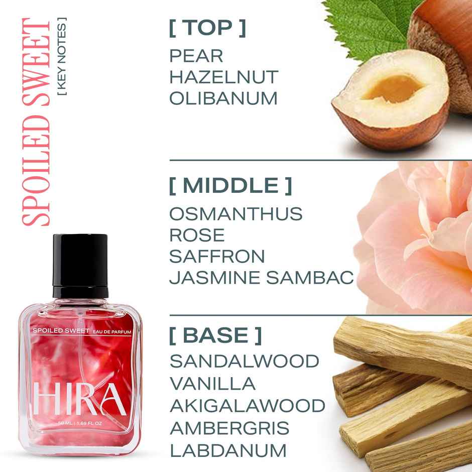 HIRA Spoiled Sweet Eau De Perfume For Women | Pear, Hazelnut & Vanilla Notes