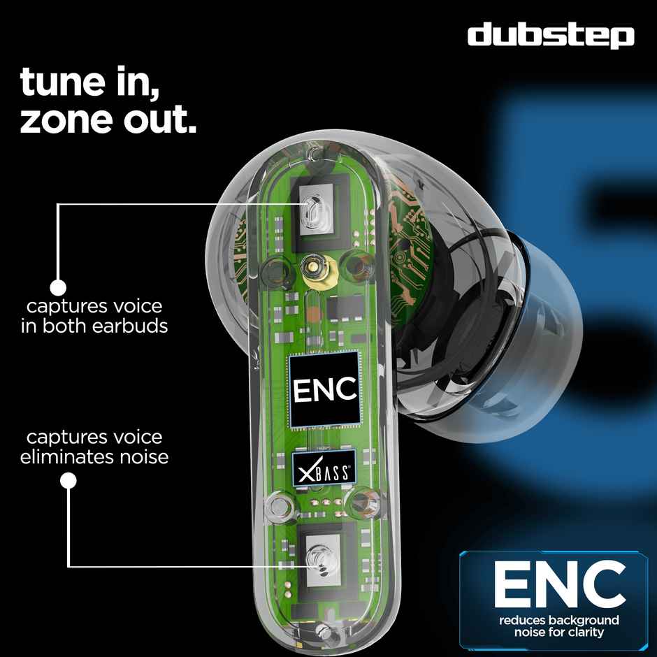 Dubstep Buzz X6 TWS Earbuds Upto 54hrs Playtime|13mm Neodymium Driver| XBass Technology|TWS Ear Buds Wireless Earphones with mic - Blue