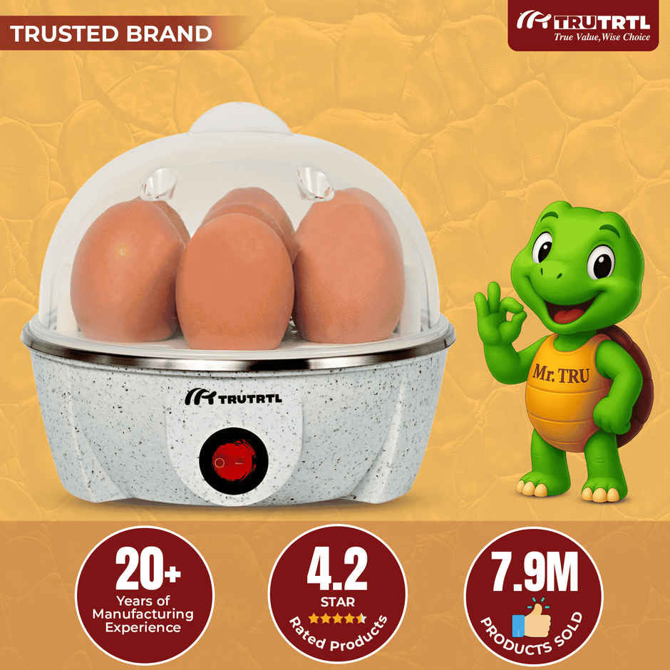 truTRTL Smart Instant Egg Boiler Machine 350 Watts, Boils Upto 7 Eggs, 414 ml, 3 Boiling mode, Automatic Shutt Off, Overheat Protection - Marble