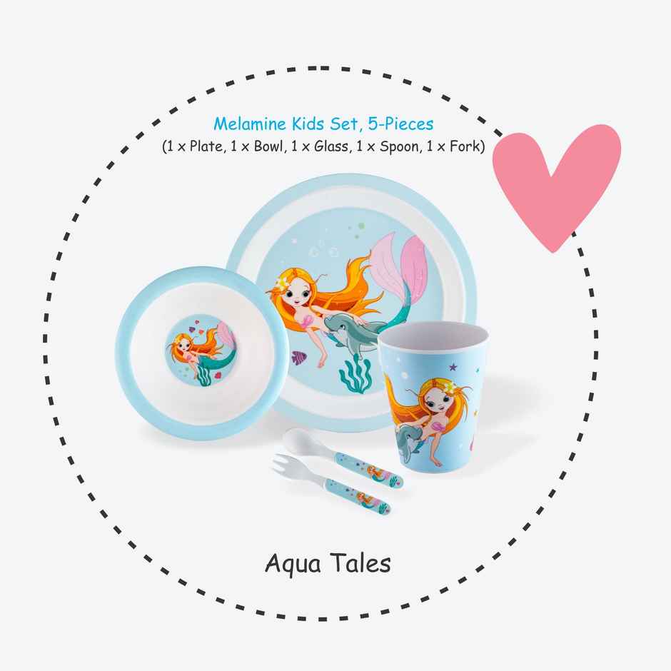 Stehlen Melamine 5 Pcs Feeding Kids Set -Aqua Tales