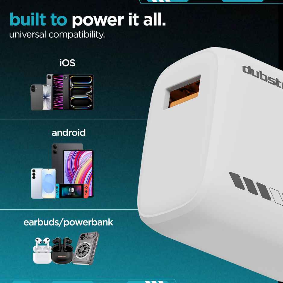 Dubstep Sprint 18W Superfast QC Wall Charger | Adaptor Only | White