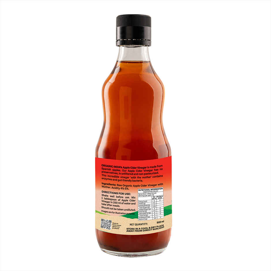A TATA Product Organic India Apple Cider Vinegar with Mother of Vinegar | Made from Spanish Apples