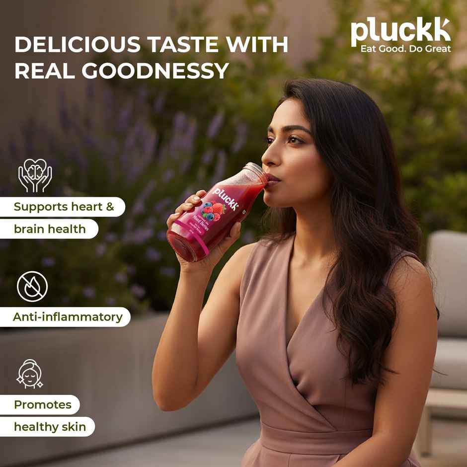 Pluckk Cold Pressed Extracted Mixed Berries Juice | No Preservatives | No Added Sugar