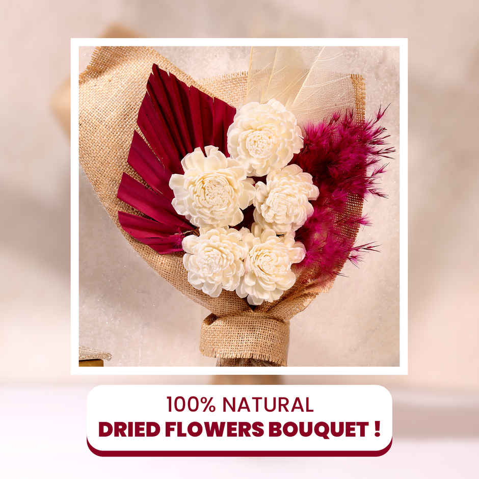 Ivory Blush Natural Dried Flowers Bouquet | Eternal Blooms