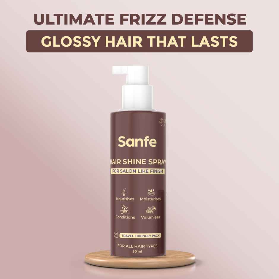 Sanfe Hair Shine Spray Vibrant, Glossy Nourishes, Moisturises, Volumizes Frizz Free Hair