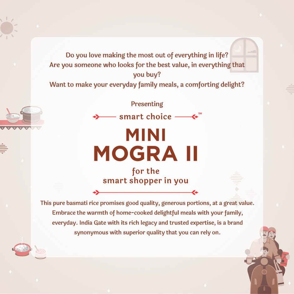 India Gate Mini Mogra II Rice | Aged Rice | Smart Choice | 1 Cup Serves 5