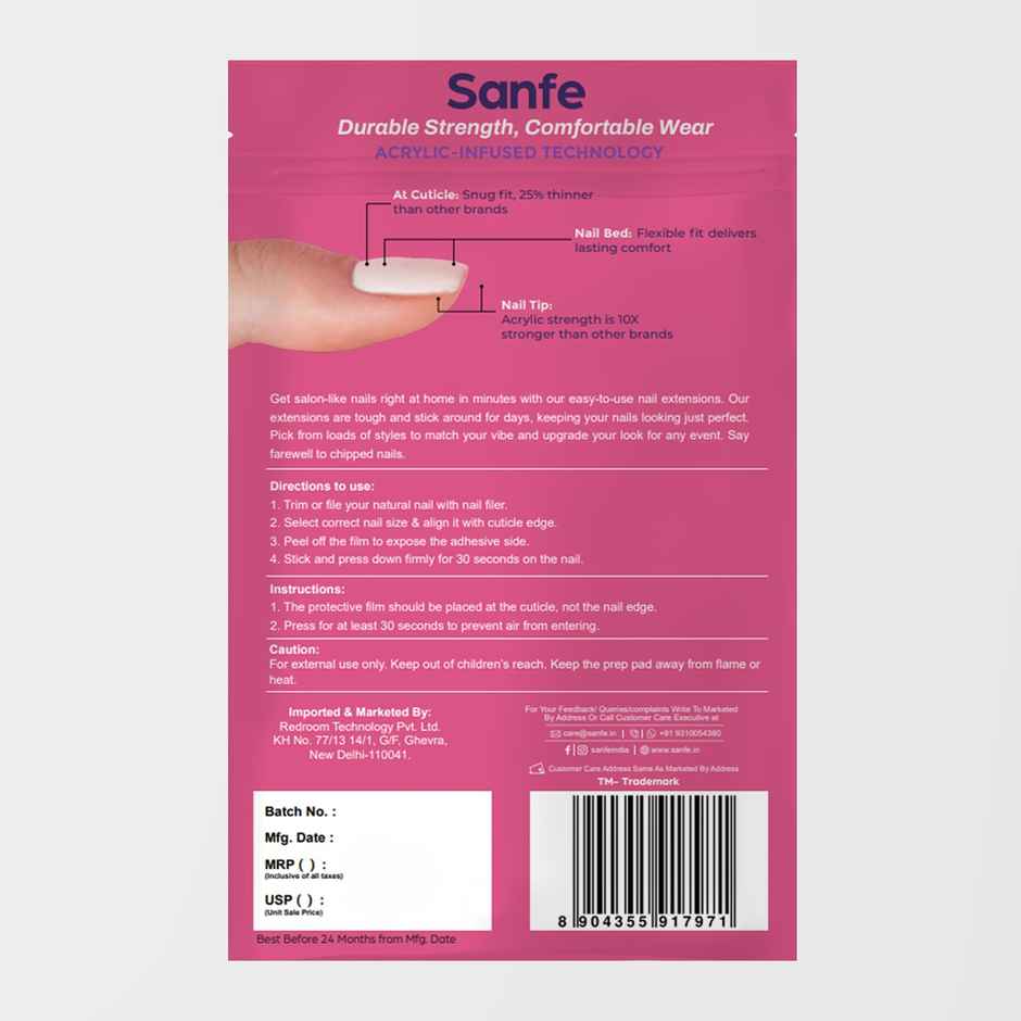 Sanfe Instant Stick On Nails - Classic Coffee | Press On Nails Kit | Artificial Nails Set