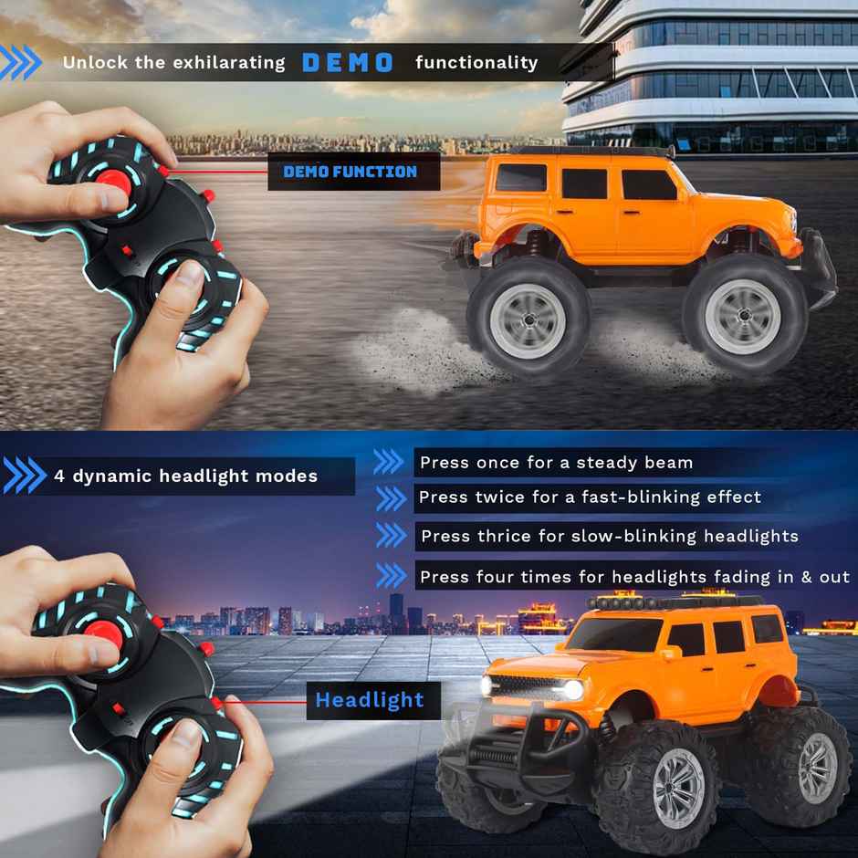Race N Roll Off Roader Rechargeable Remote Control Monster Truck - Jee Orange