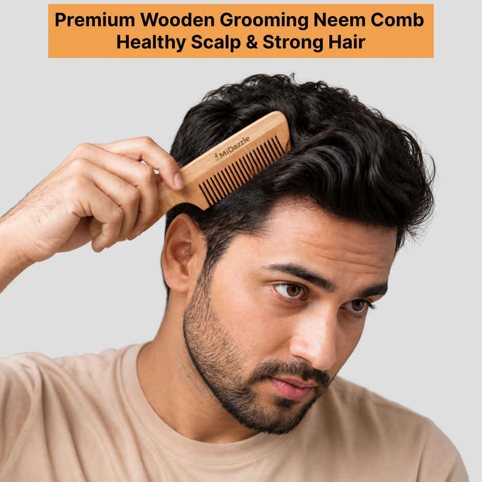 Midazzle Organic Kacchi Neem Wooden Grooming Comb Handle | MINC2106