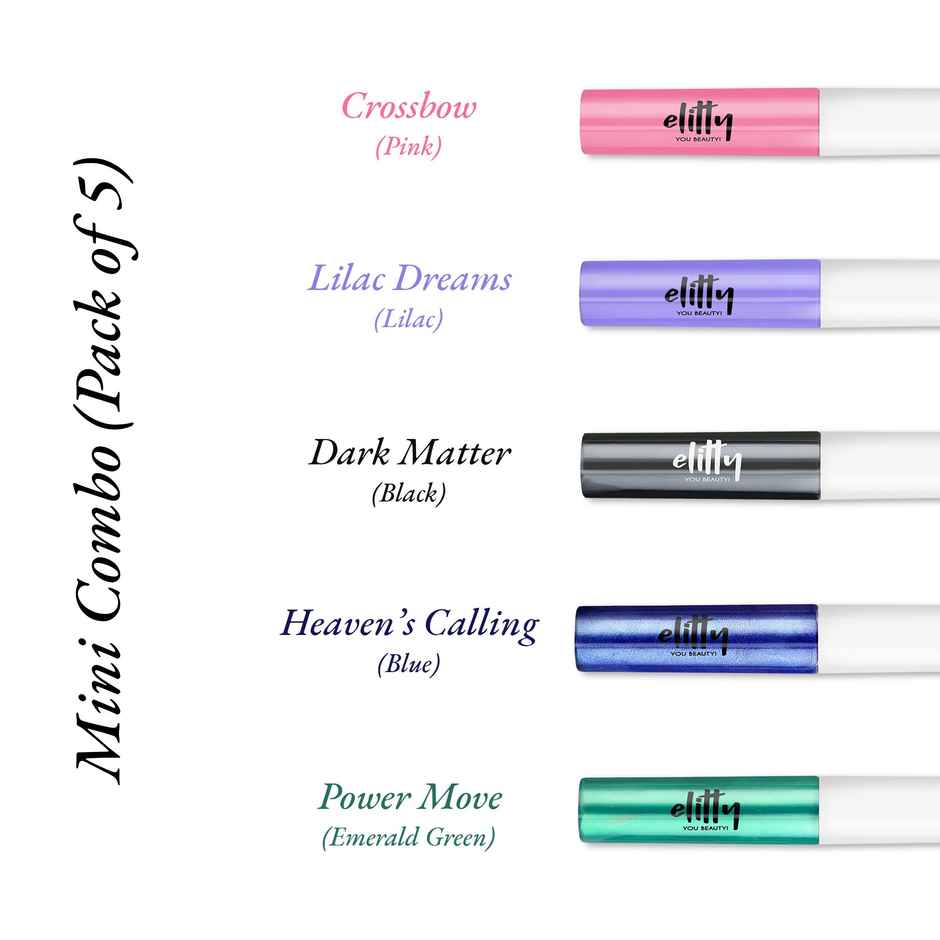 Elitty Mini Pop Colour Waterproof Liquid Eyeliner Combo | Pack of 5