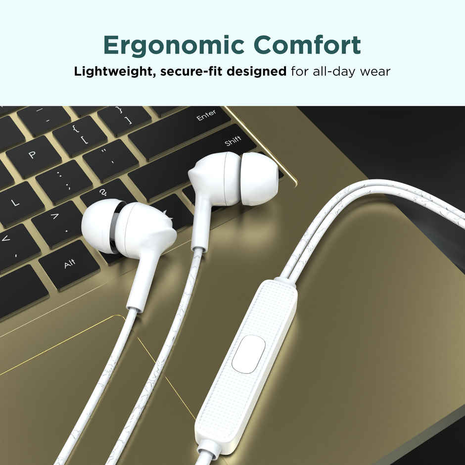 Aroma HF508 - 3.5mm Jack Clear Hi-Fi Sound, Deep Bass Wired Earphone | White