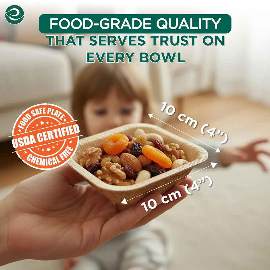 ECO SOUL | Palm Leaf Disposable Bowl | 150 ml | Square | 10 Count