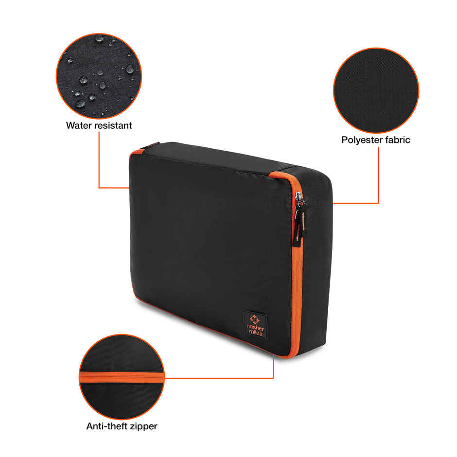 Nasher Miles Packing Cube Travel Organizer with Laundry Bag for Clothes, Shoes & Accessories |Black