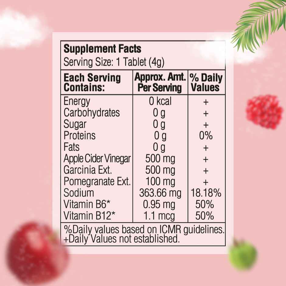 Dr. Vaidya's Apple Cider Vinegar Effervescent (Fizz) Tablets with Vitamin B6 & B12 | Weight Loss