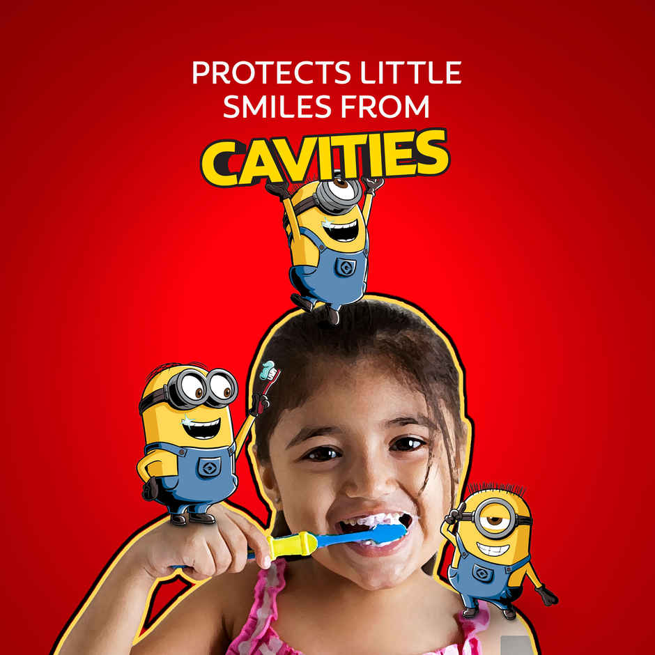 Colgate Kids (6+ years) Minion Toothbrush, Extra Soft with Tongue Cleaner - 1 Pc & Toothpaste