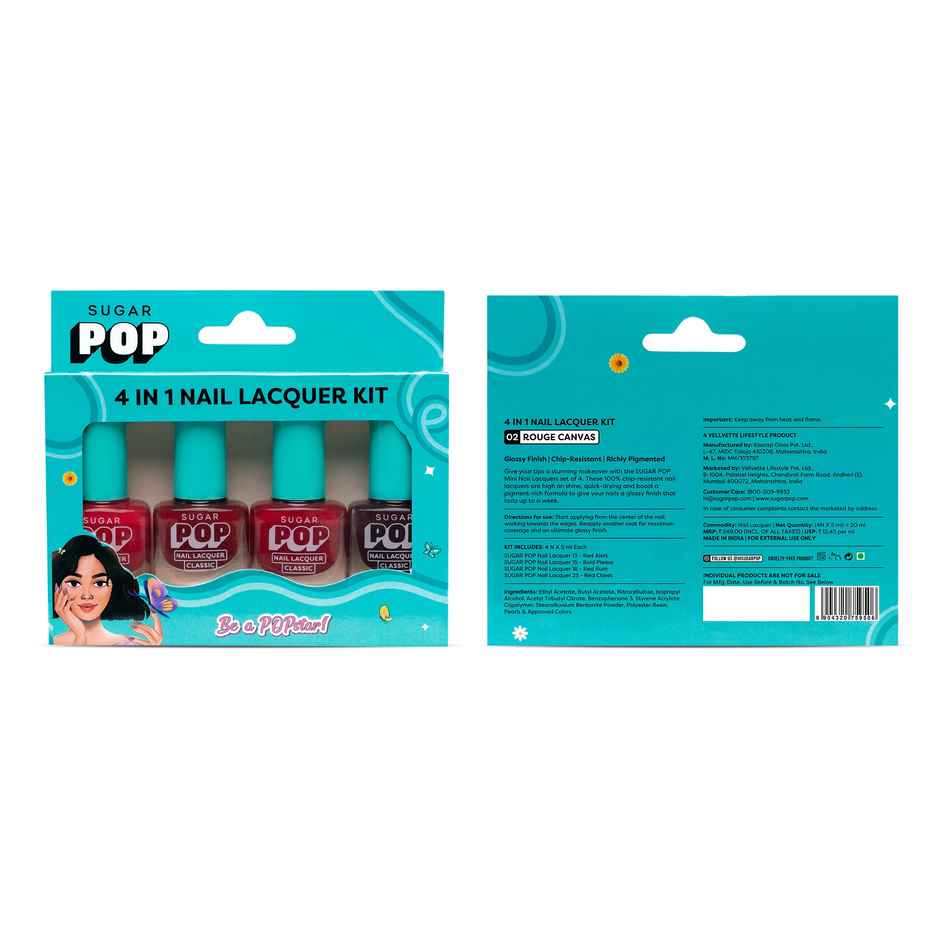 SUGAR POP 4 in 1 Nail Lacquer Kit- 02 Rouge Canvas