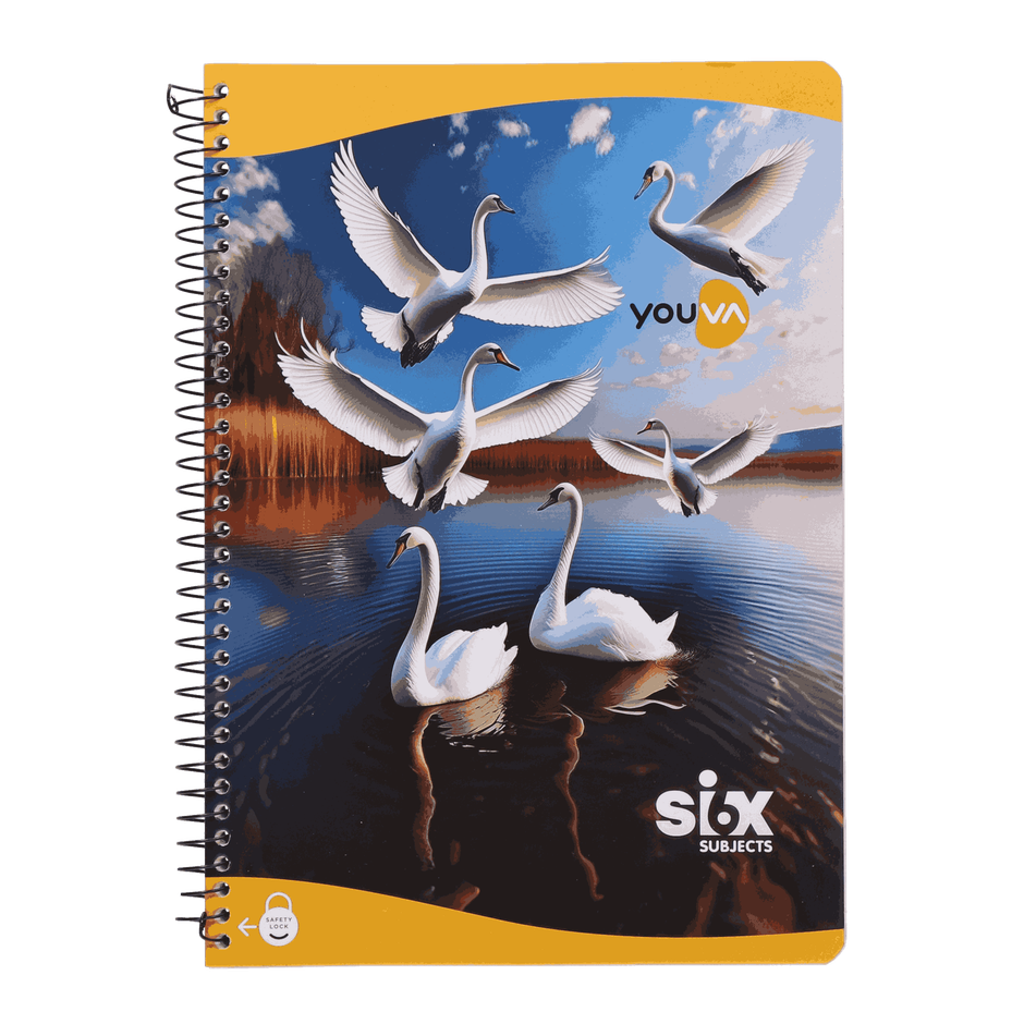 Navneet Youva | 6 Subject Book | Spiral Bound | Jumbo Size 18 cm x 24 cm | Single Line | 300 Pages - Assorted Design
