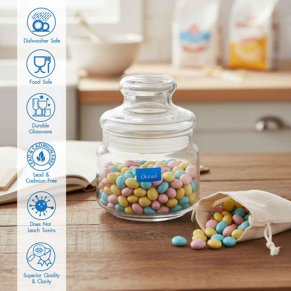 Ocean Pop Glass Jar Set With Glass Lid (325Ml, 2Pcs)