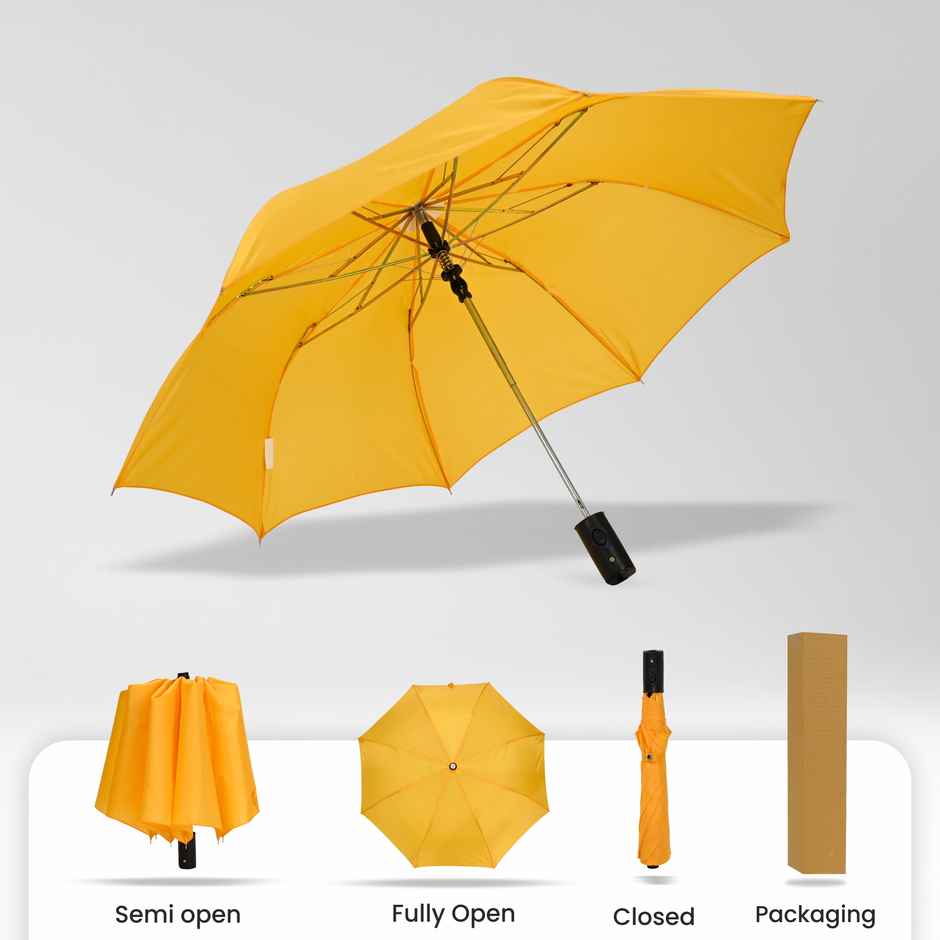 EUME Leatrix 21 Inch 2 Fold Auto-Open Lemon Umbrella | Golden Yellow