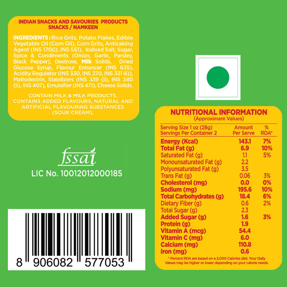 Cornitos Crusties Puffs Sour Cream and Onion Flavour