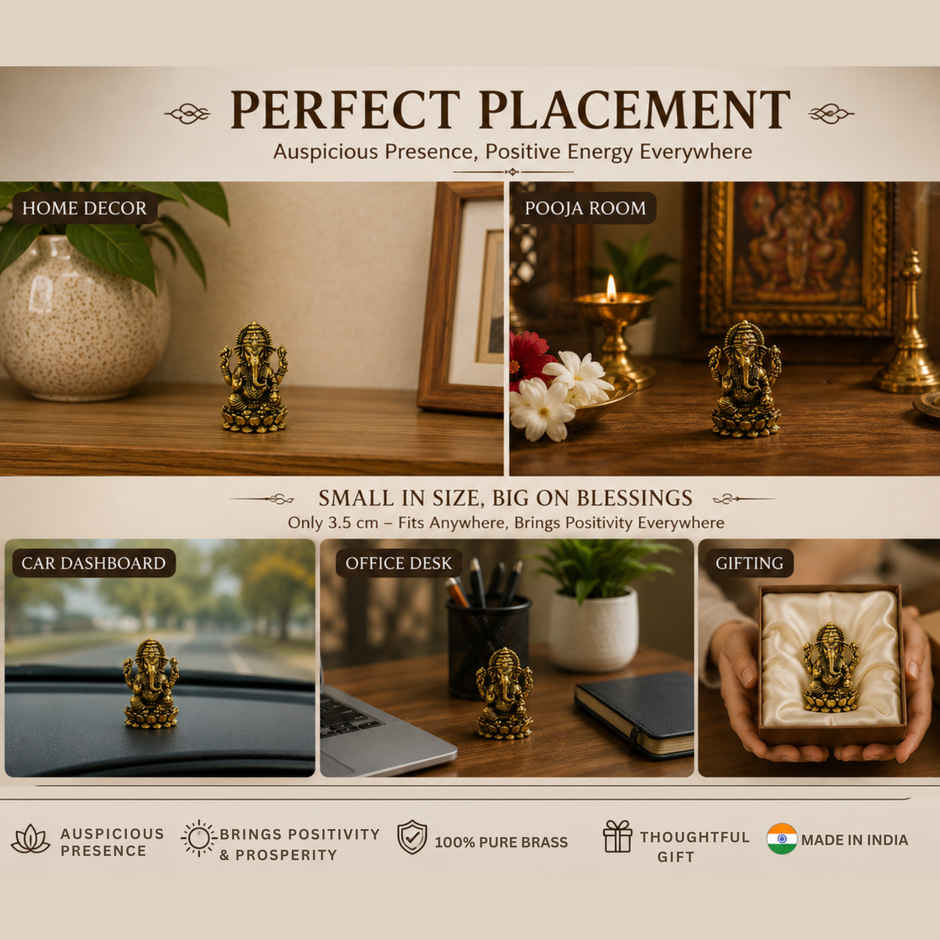 Pure Brass Ganesha Idol | Estoria Collective
