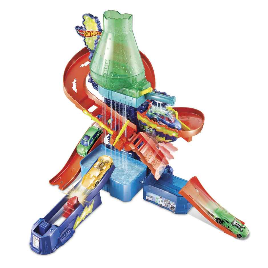 Mattel Hot Wheels Color Shifters Science Lab With 1:64 Scale Cars, Track, Waterfall Ages 3 And Older