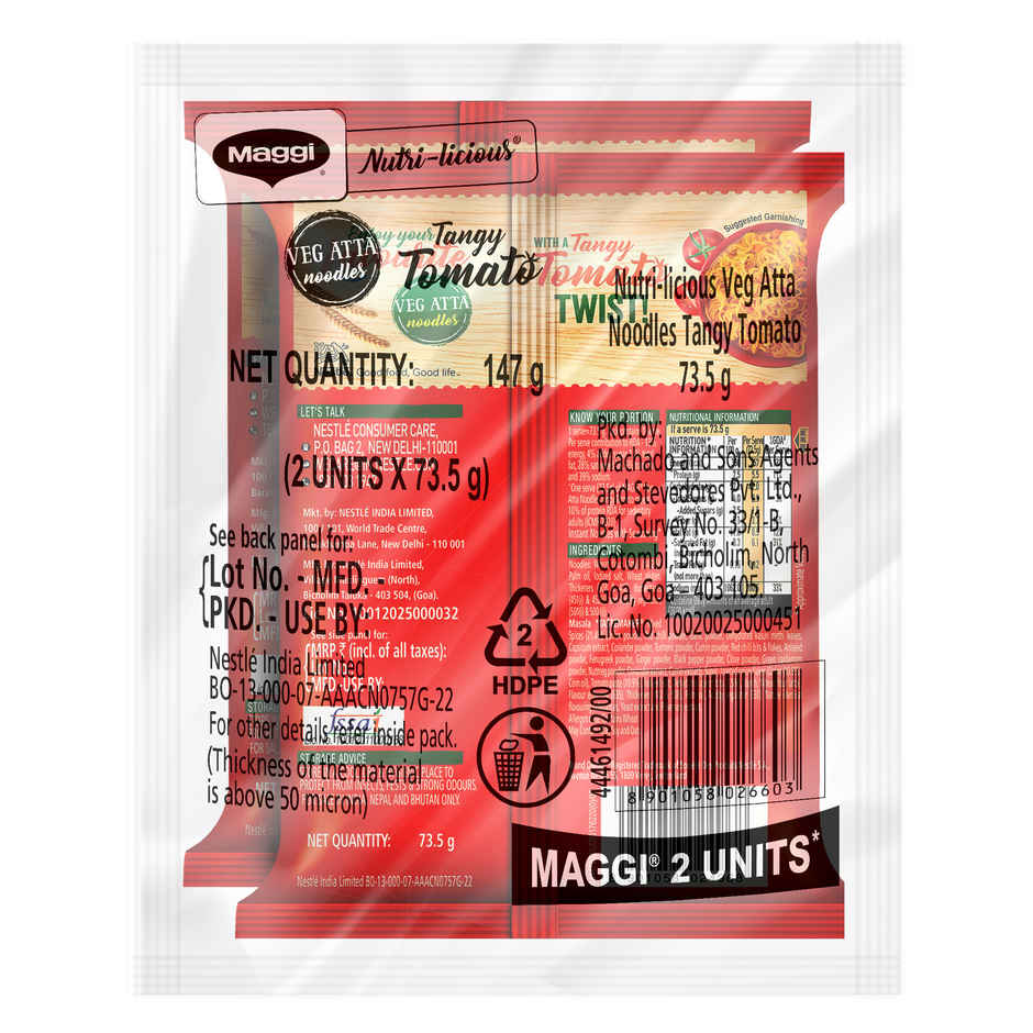 Maggi Nutri-Licious Veg Atta Noodles Tangy Tomato