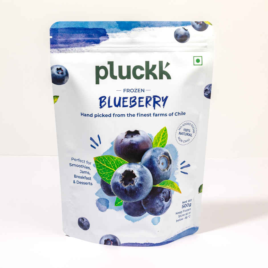 Pluckk Fresh Frozen Blueberry Imported Natural Non GMO Antioxidant Rich Superfood Snack