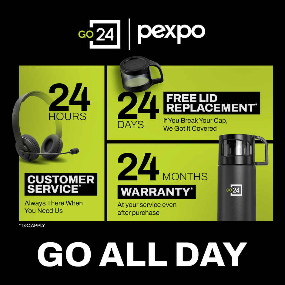 Go24 | Pexpo Vacuum Insulated Water Bottle With Jute-Bag | 1 L | 24 Hrs Hot And Cold Ferrero Flask