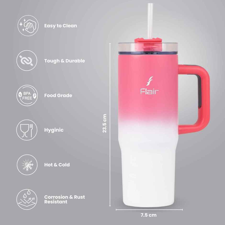 Flair Vogue 750 ml Insulated Stainless Steel Tumbler with Lid | Pink Ombre