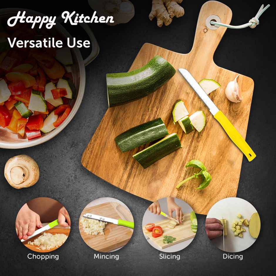 Happy Kitchen Stainless Steel Sharp Vegetable Knife Long Lasting Sharpness Ergonomic Easy To Clean