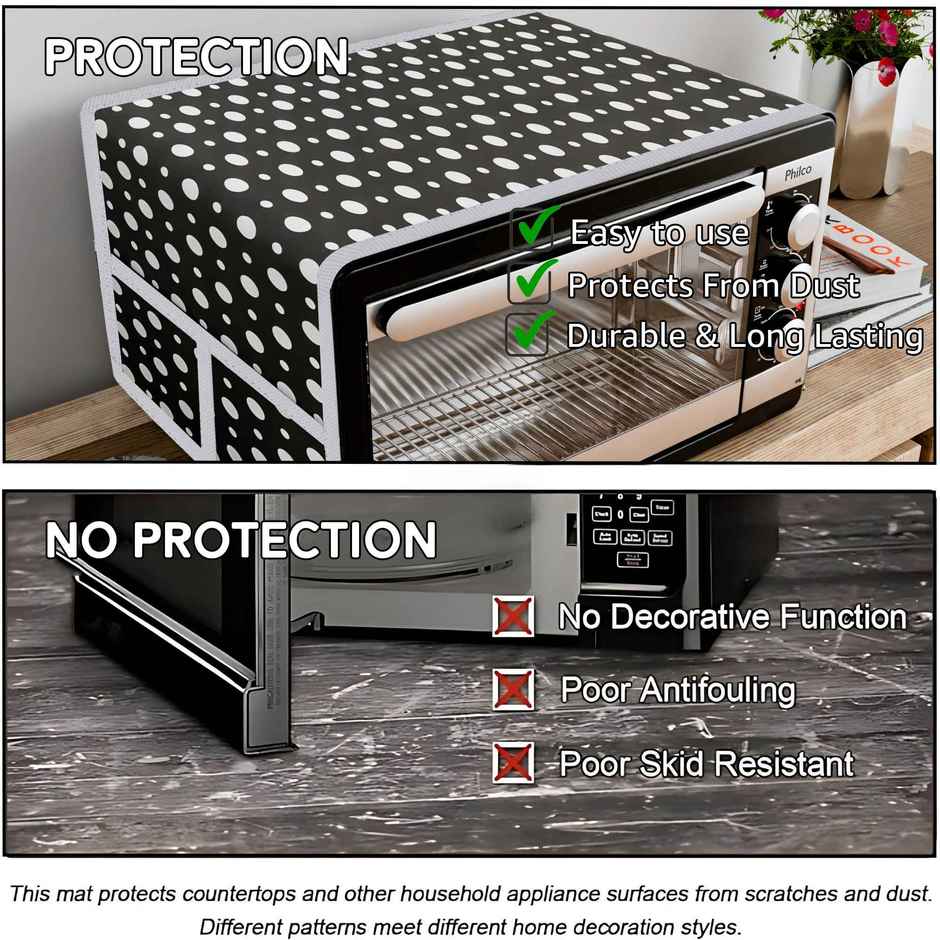Kuber Industries Microwave Cover with 4 Storage Pockets | Dustproof | Dots Grey