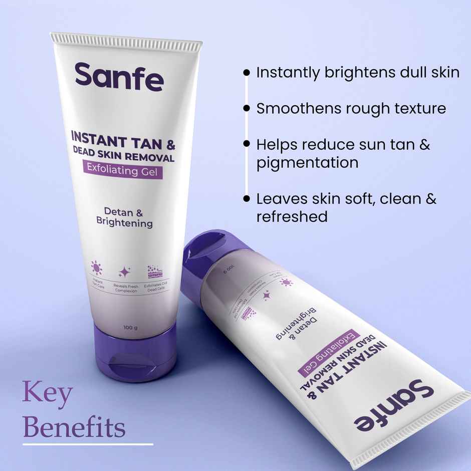 Sanfe Instant Tan & Dead Skin Removal Exfoliating Gel Smooth & Bright Skin Combo