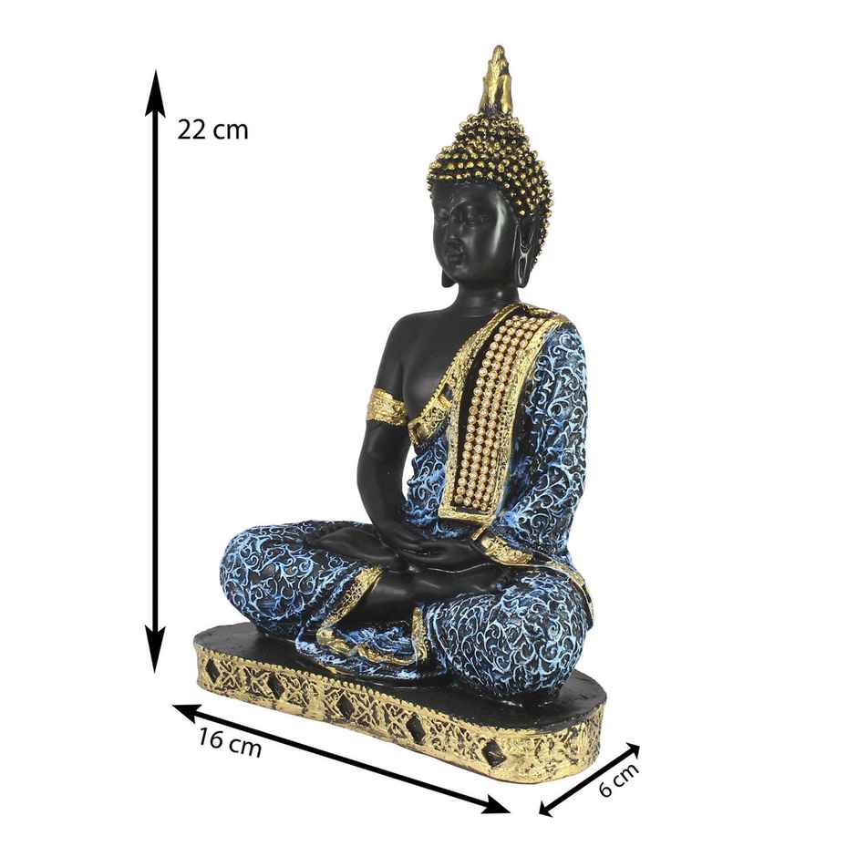 Tranquil Blue and Golden Resin Meditating Gautam Buddha Statue | Ecraftindia