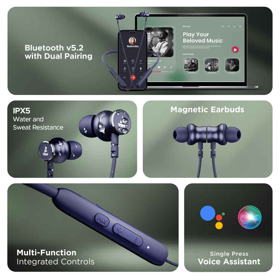 boAt Rockerz 195v2 Pro BT Neckband w/ 30H Playtime, ENx Technology & ASAP Charge (Deep Blue)