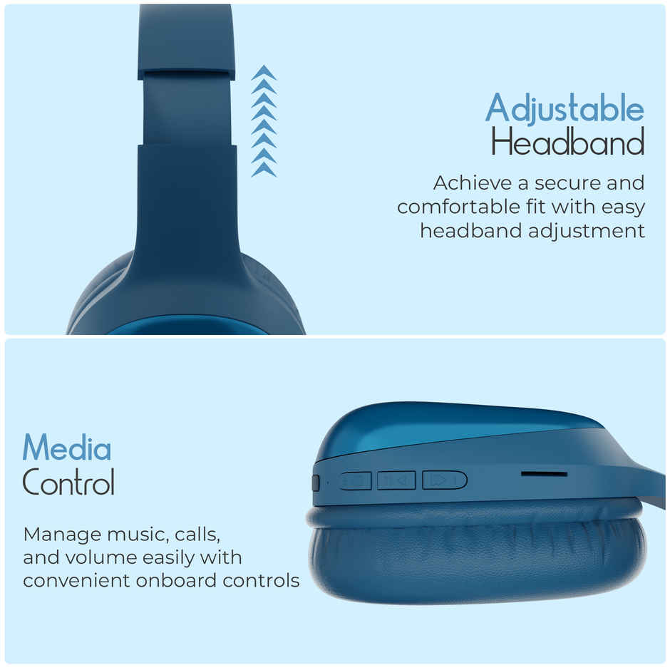 Zebronics Thunder Pro BT Headphone, Gaming Mode, ENC, Call Function, Aux, 60h (Blue)