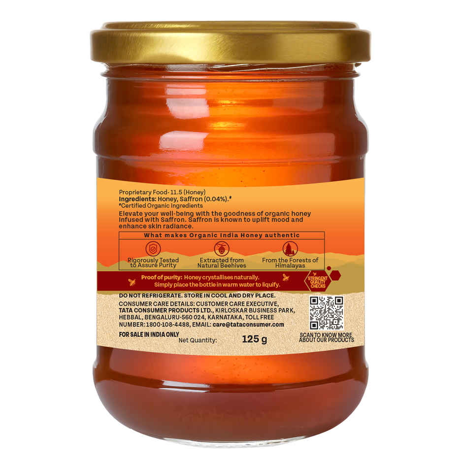 Organic India Saffron Honey, Multifloral Honey, Extracted From Natural Beehives