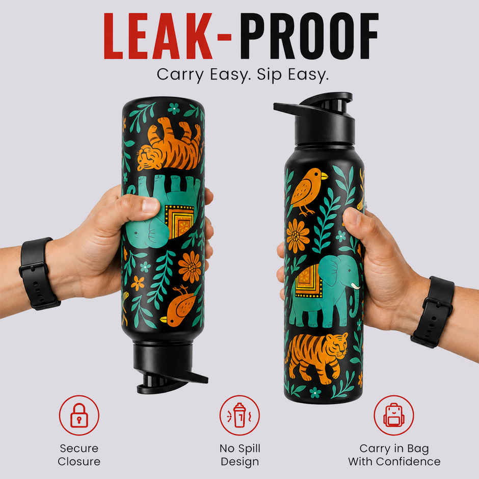 Slovic 1 L Incredible India Stainless Steel Sipper Water Bottle | 100% BPA Free | Ideal for Daily Use