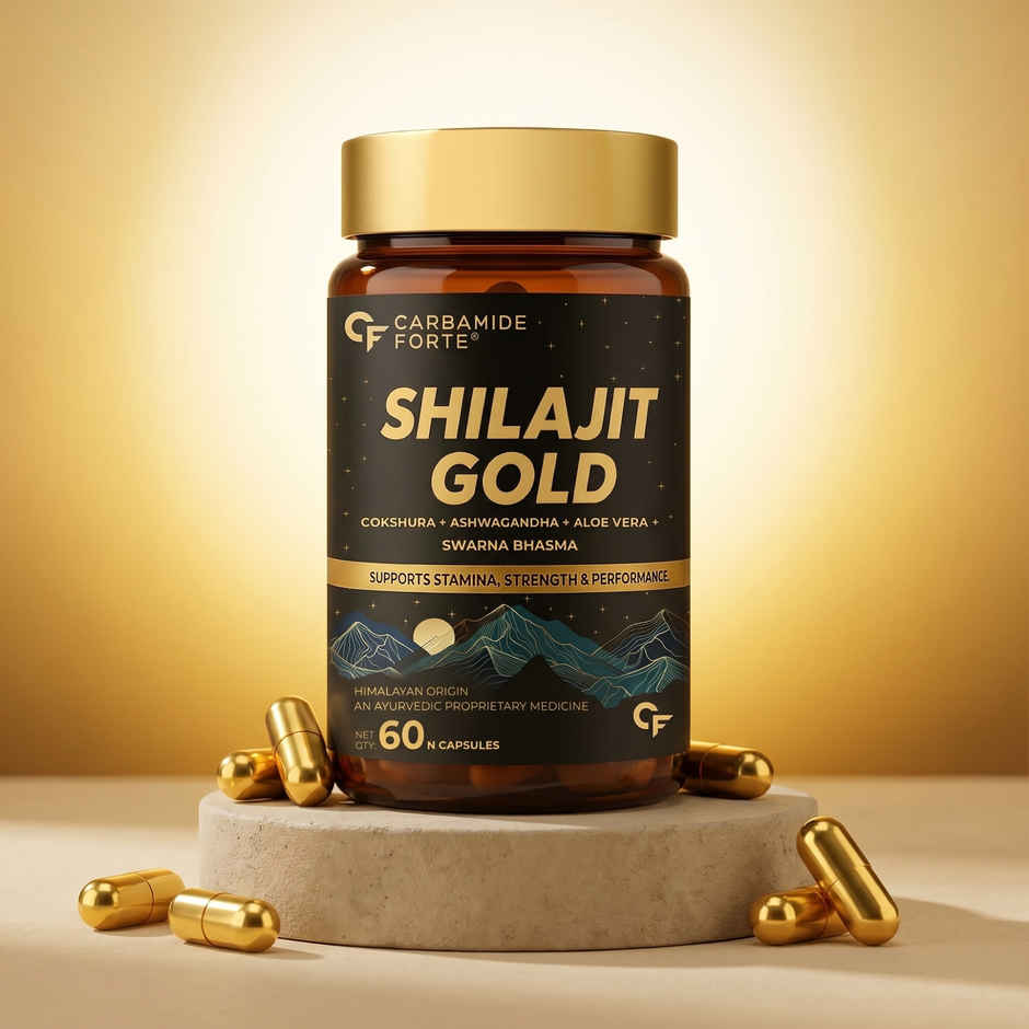 Carbamide Forte Shilajit Gold Capsules For Men With Pure Shilajit Swarna Bhasma,Gokshura,Ashwagandha