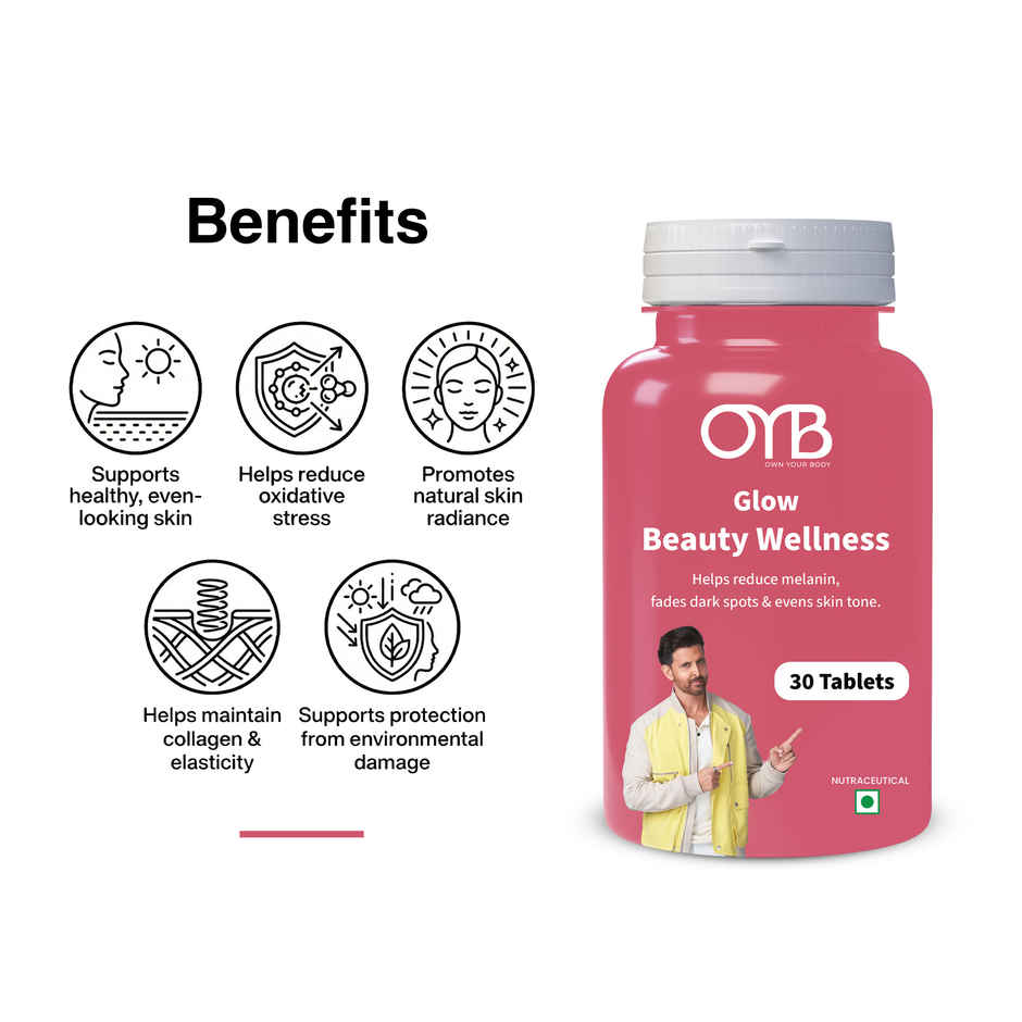 OYB Glow-Skin Brightening with Glutathione, Vitamin C & E | 30 Capsules
