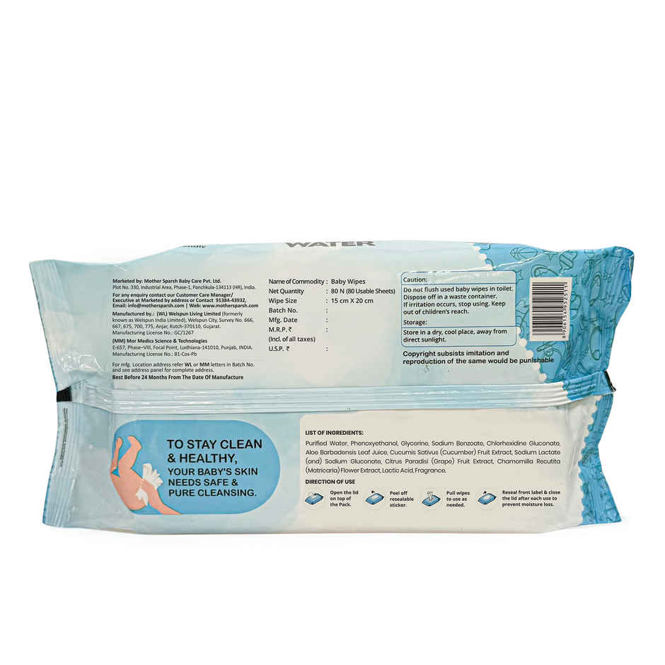 Mother Sparsh Baby Wipes (98% Water Based)